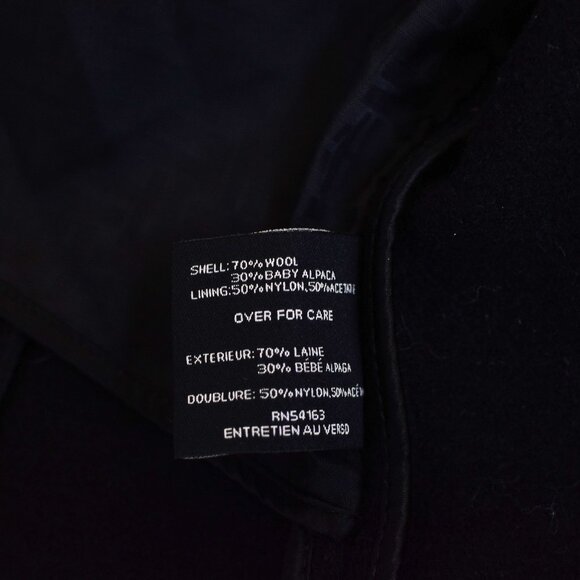 Cole Haan Black Wool Alpaca Jacket Coat Draped Waterfall Collar Size XL Neutral - Picture 9 of 9